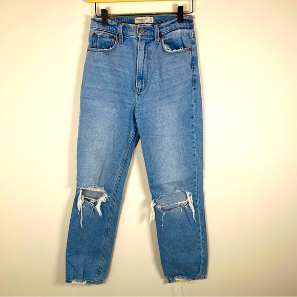 Abercrombie & Fitch The Ankle Straight Ultra High Rise Denim Jeans Size 27 4R - Picture 1 of 6